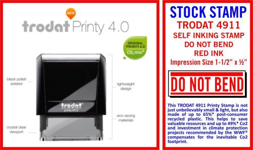 &#034;DO NOT BEND&#034; Self Inking Rubber Stamp in Red Trodat 9411 Stamper