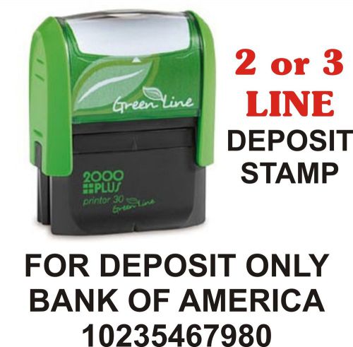 2 or 3 Line For Deposit Only Bank Endorsement Self-Inking Custom Rubber Stamp
