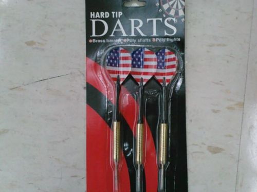 3 piece Darts set Brass Barrels poly shafts &amp; USA flag  Flights Hard Steel tip