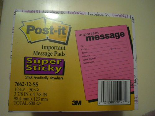 New 12PK Post-it Notes Super Sticky Important Message Pads - 766212SS