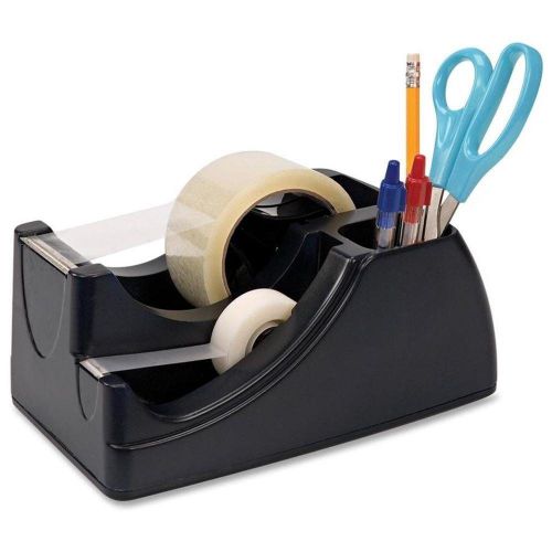 Heavy-Duty Tape Dispenser, Holds 2&#034; Roll and 3/4&#034; Roll, Black