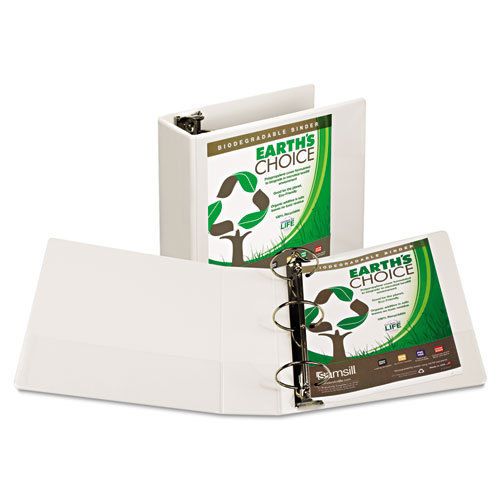 Earth&#039;s Choice Biodegradable Round Ring View Binder, 4&#034; Capacity, White