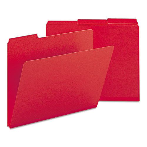 Recycled Folders, One Inch Expansion, 1/3 Top Tab, Letter, Bright Red, 25/Box