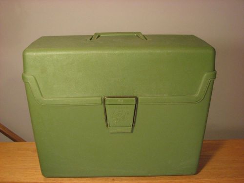 VINTAGE STERLING GREEN PLASTIC LETTER FILE BOX WITH HANDLE