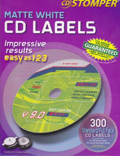 CD Stomper Matte White CD Labels Partial Box 264 Labels Total FREE SHIPPING