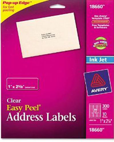 Avery Easy Peel® Clear Address Labels for Inkjet Printers 18660, 1&#034; x 2-5/8&#034;, P