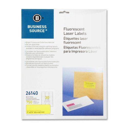 Business Source Fluorescent Laser Label - 1&#034; Width X 2.63&#034; Length - (bsn26140)