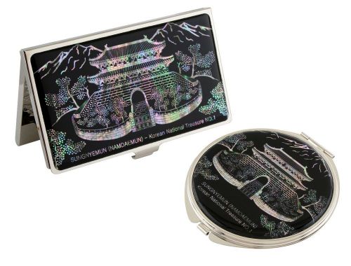 Nacre namdaemun business card holder case makeup compact mirror gift #105 for sale