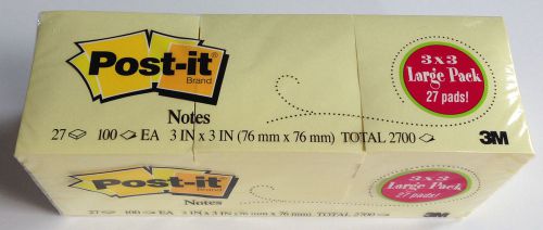3m post-it notes, 3 x 3, canary yellow - 27 100-sheet pads/pack, ships for free! for sale