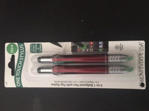 Monteverde S-107 5-in-1 Ballpoint Pen with Stylus, 2/Pack, Red MV45014