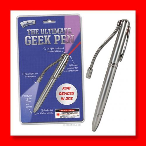 Ultimate Geek Pen 5 in 1 Laser Pointer UV Light Stylus Tip Flashlight Ballpoint