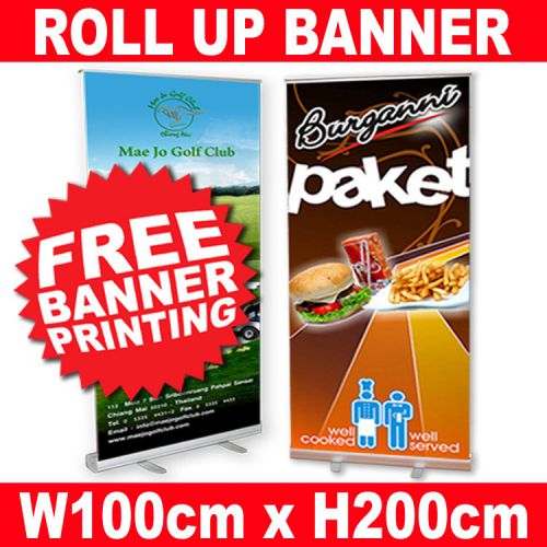 40&#034; Roll Up Retractable Banner Trade Show Exhibition Display Stand FREE PRINTING