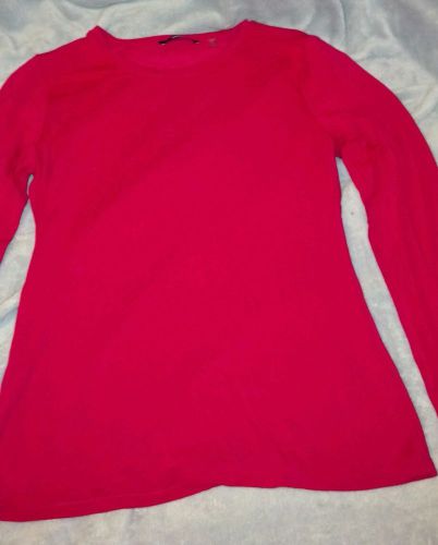 Tahari HOT PINK Soft Modal Rayon L/S Shirt S 4/6/8 stretchy crew neck top tunic