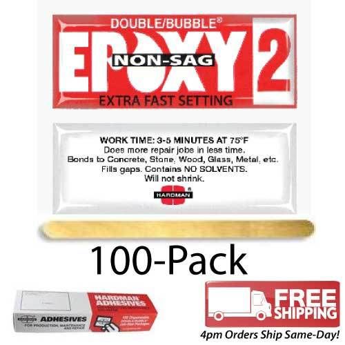 100-Pack-Double Bubble Red Non-Sag (No-Drip) Extra Fast Setting Epoxy Gel