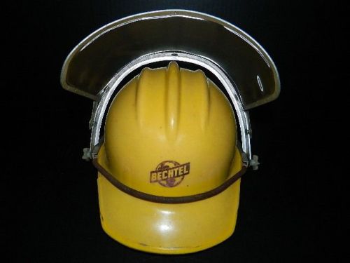 Vintage bechtel hard boiled hard hat with removable face shield for sale