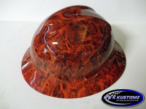 New custom msa v gard full brim hard hat orange inferno pattern for sale