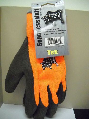 NWT Brahma Quality Seamless Knit Work Gloves Size: XL  Orange and Brown