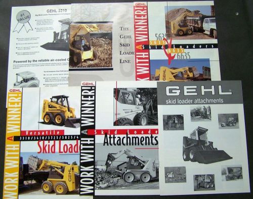 Lot of 6 Gehl Skid Steer Loader Brochures - 3310-3410-5635-Full Line-Attachments