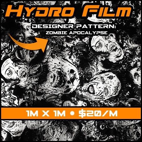 Hydrographic Water Transfer Printing Film - Zombie Apocalypse w/ White Base