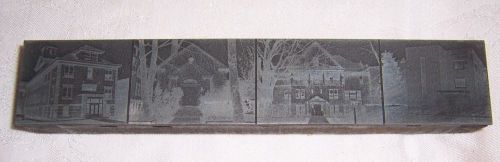 Vintage print block of 4 buildings - C2558
