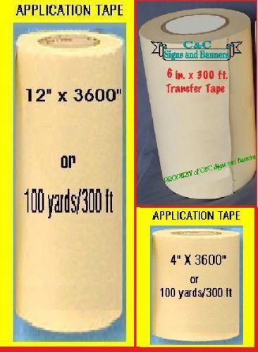 12&#034; 6&#034; 4&#034; application transfer paper tape 100 yd. roll for vinyl cutter plotter for sale
