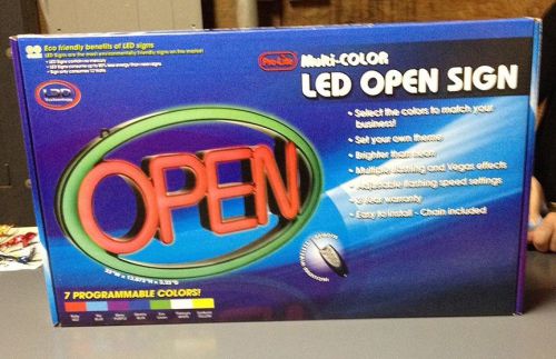 Pro-Lite LED Multi-Color OPEN Sign With Remote Control &amp; Hanging Hardware New