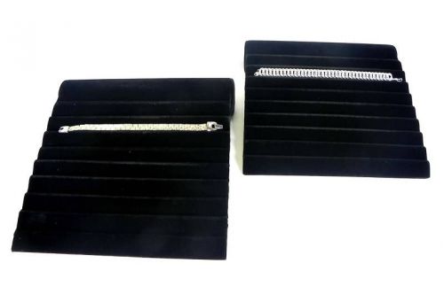 Two Black Velvet Bracelet Ramps Jewelry Display Stand