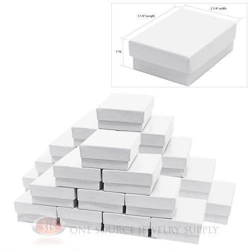25 White Gloss Cotton Filled Jewelry Gift Boxes Charm Ring Box 3 1/4&#034; X 2 1/4&#034;
