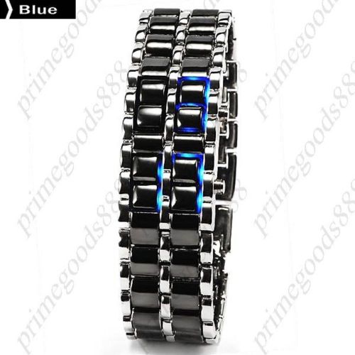 Digital LED Unisex Alloy Band  Faceless Free Shipping Wrist Wristwatch in Blue