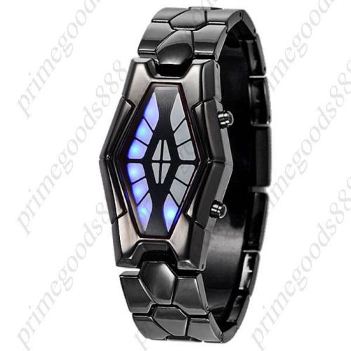 LED Digital Unisex Black Snake Head Shape Stainless Steel Sports Wristwatch
