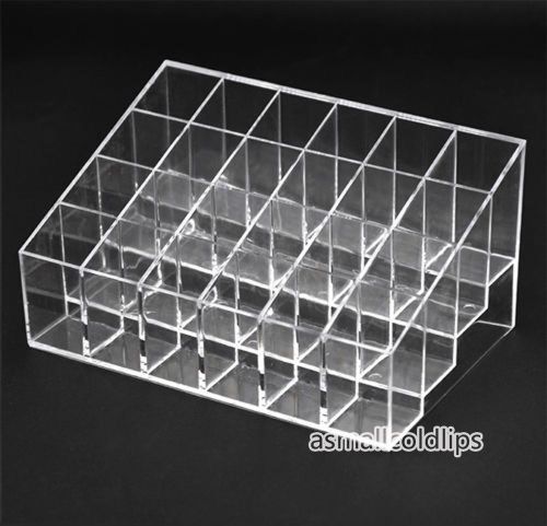 24 Transparent Makeup Lipstick Cosmetic Storage Clear Stand Display Rack Holder