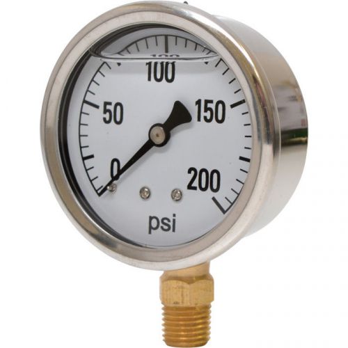 New valley instrument 2-1/2in stainless steel glycerin pressure gauge 0-200 psi for sale