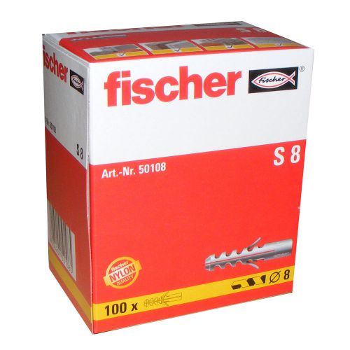 Pegs Dowels FISCHER Pack S 8 - 1x 100 Pieces Nylon Quality 050108