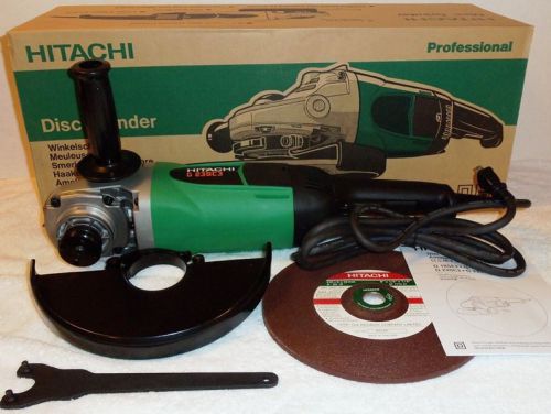 New hitachi 9&#034; angle disc grinder 6,600rpm 110v w/ wrench and disc nib g23sc3 for sale