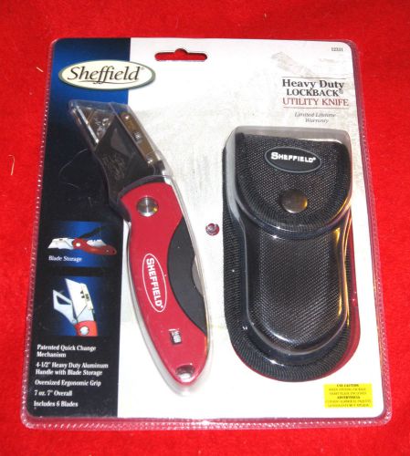 Sheffield 12331 heavy duty lock-back utility knife w/ xtra blades, 12331 - nip for sale