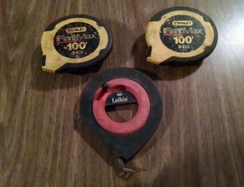 (2)Fatmax,(1)Lufkin HYT100 100&#039; SpeedWinder Measuring Tapes Lot of 3!