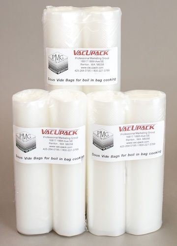 6 Vacupack Roll Bags, Use with Immersion Circulator Thermometer Heater