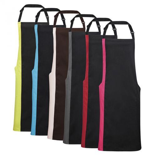 Premier unisex classic contrast pocket bib apron catering 60°c wash colours for sale