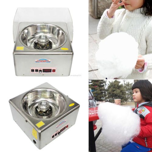 1100w cotton candy machine electric candy floss maker stainless pan with cover for sale