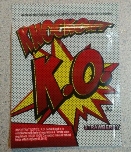 100 knockout strawberry herbal incense ziplock heat seal foil bags for sale
