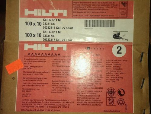 hilti extra light duty white  shot  .27 CAL  6.8/11M  #333317  Box of 800
