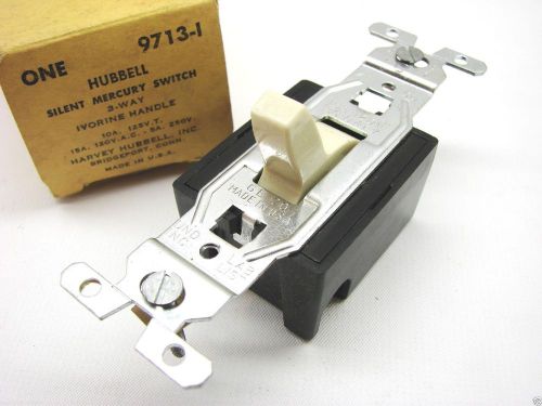 NIB Hubbell 9713-I Silent 3-Way Mercury Toggle Switch Ivory 120V/15A t14