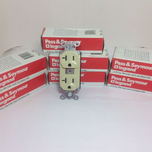 Lot of 7 Pass &amp; Seymour Plug Tail Duplex Receptacle 20A,125V PT5362-I Ivory