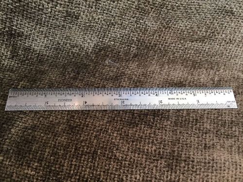 Vintage pioneer 6&#034; stainless steel rule ruler measuring device tool 32nds 64ths for sale