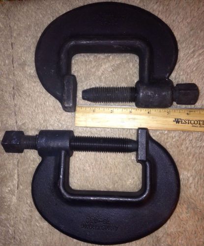 (2) Armstrong 78-030 Heavy-Duty Steel C-Clamp 5/8&#034;- 3-1/8&#034; Opening 1-7/8&#034; Throat