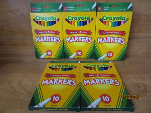5 Packs Crayola Classic Colors Markers Fine Line @10ct Nontoxic *NEW* Ship Fast