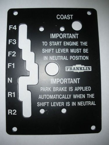 Franklin TreeFarmer Metal Gear Selector Plate Part# 1053444 NEW Old Stock