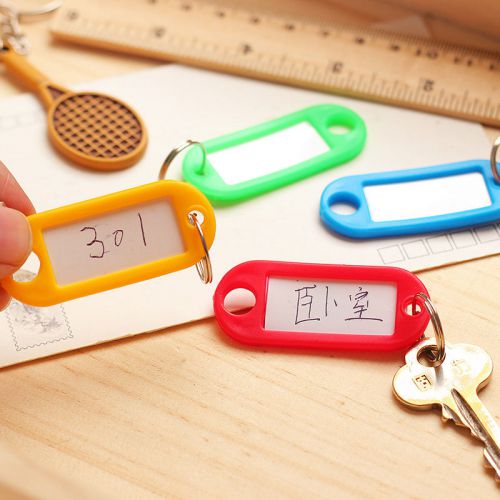 30Pcs Plastic Key Rings Fobs ID Tags Cards Name Labels Office Luggage New