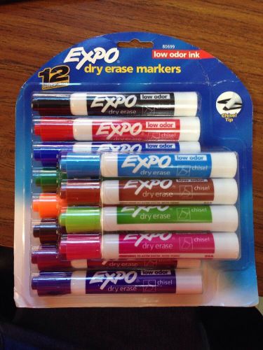 Expo Dry Erase Markers 12 Bold Colors Low Odor NEW