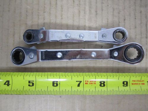 GENERAL TOOL 2 LOT US MADE 3/8x7/16&#034; &amp; 1/4x5/16&#034; OFFSET RATCHETING BOX WRENCHES